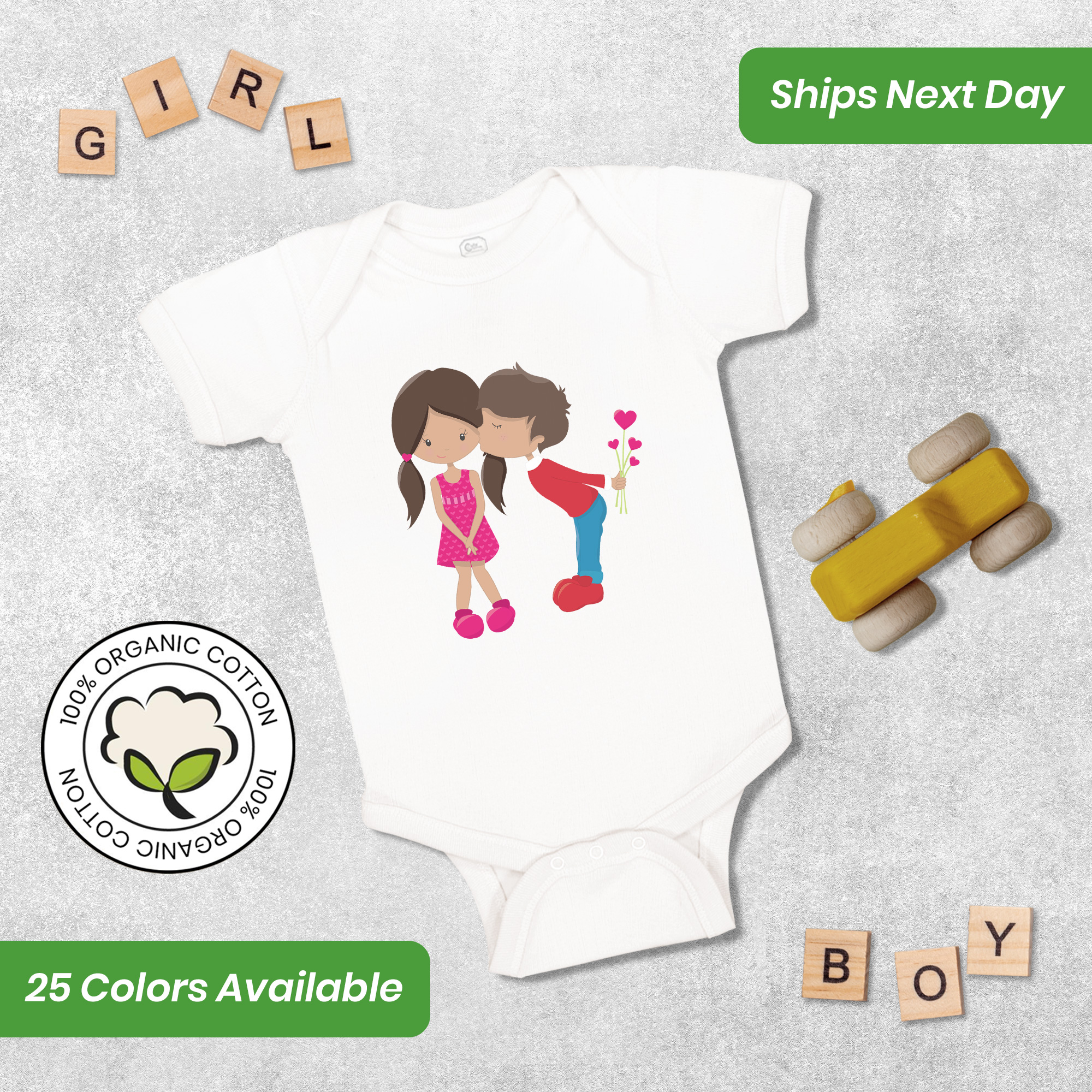 Baby Bodysuit First Valentine Girl Kiss S Valentins Day Boy & Girl Baby Clothes - Picture 20 of 23