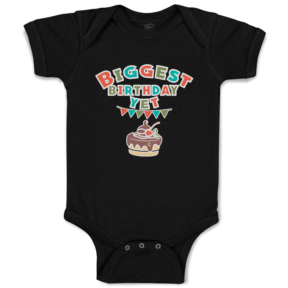 Baby Bodysuit Biggest Birthday Yet Style A Funny Cotton Boy & Girl Baby Clothes - Picture 5 of 21