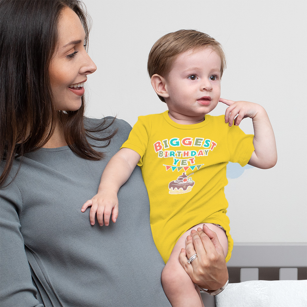 Baby Bodysuit Biggest Birthday Yet Style A Funny Cotton Boy & Girl Baby Clothes - Picture 3 of 21