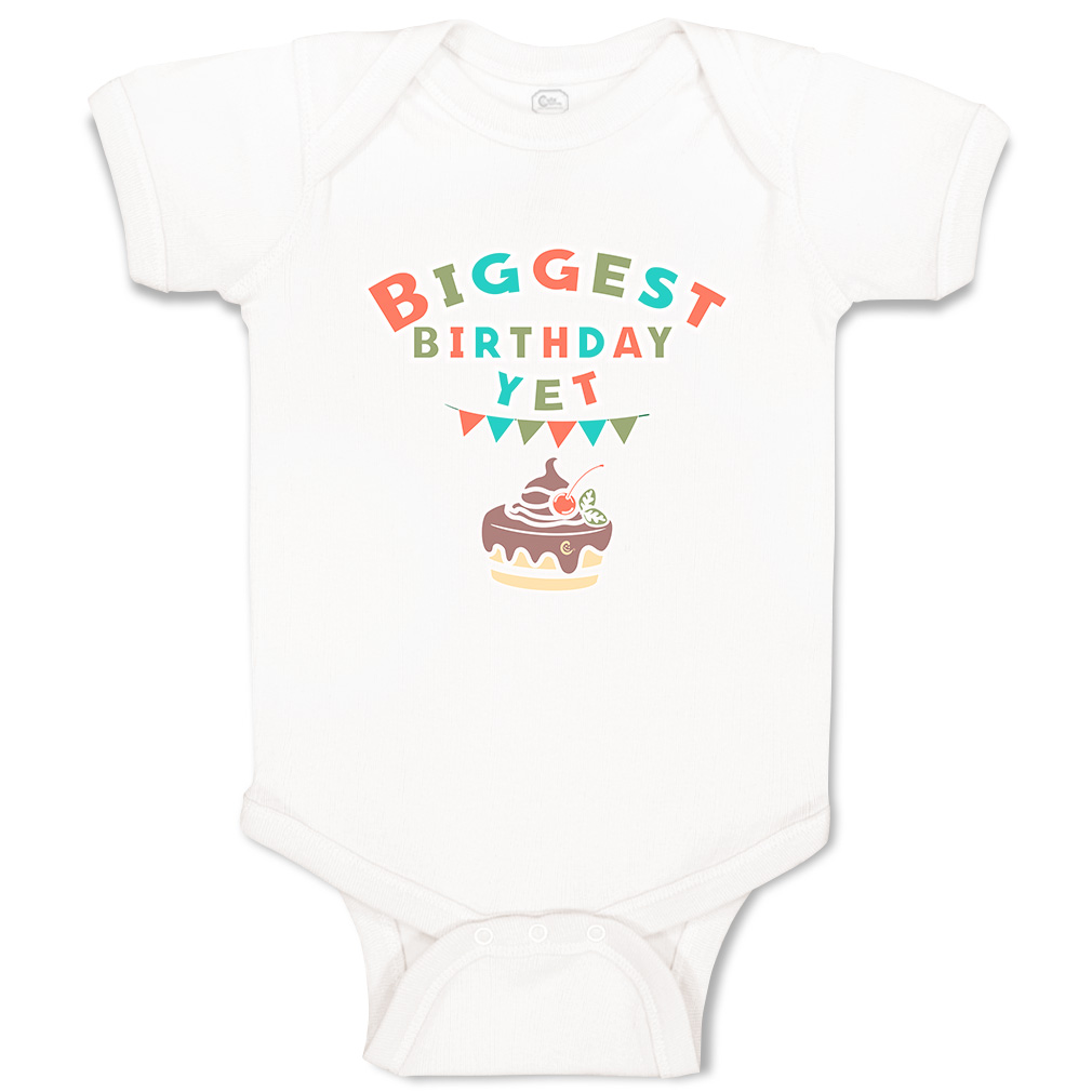 Baby Bodysuit Biggest Birthday Yet Style A Funny Cotton Boy & Girl Baby Clothes - Picture 17 of 21