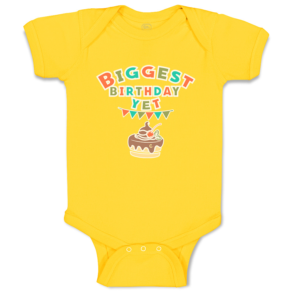 Baby Bodysuit Biggest Birthday Yet Style A Funny Cotton Boy & Girl Baby Clothes - Picture 19 of 21
