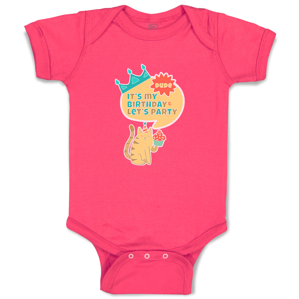 Baby Bodysuit Dude It's My Birthday Let's Party Style B Boy & Girl Baby Clothes - Picture 7 of 21
