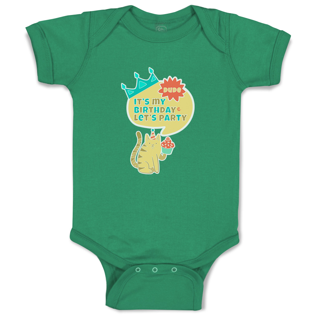 Baby Bodysuit Dude It's My Birthday Let's Party Style B Boy & Girl Baby Clothes - Picture 8 of 21