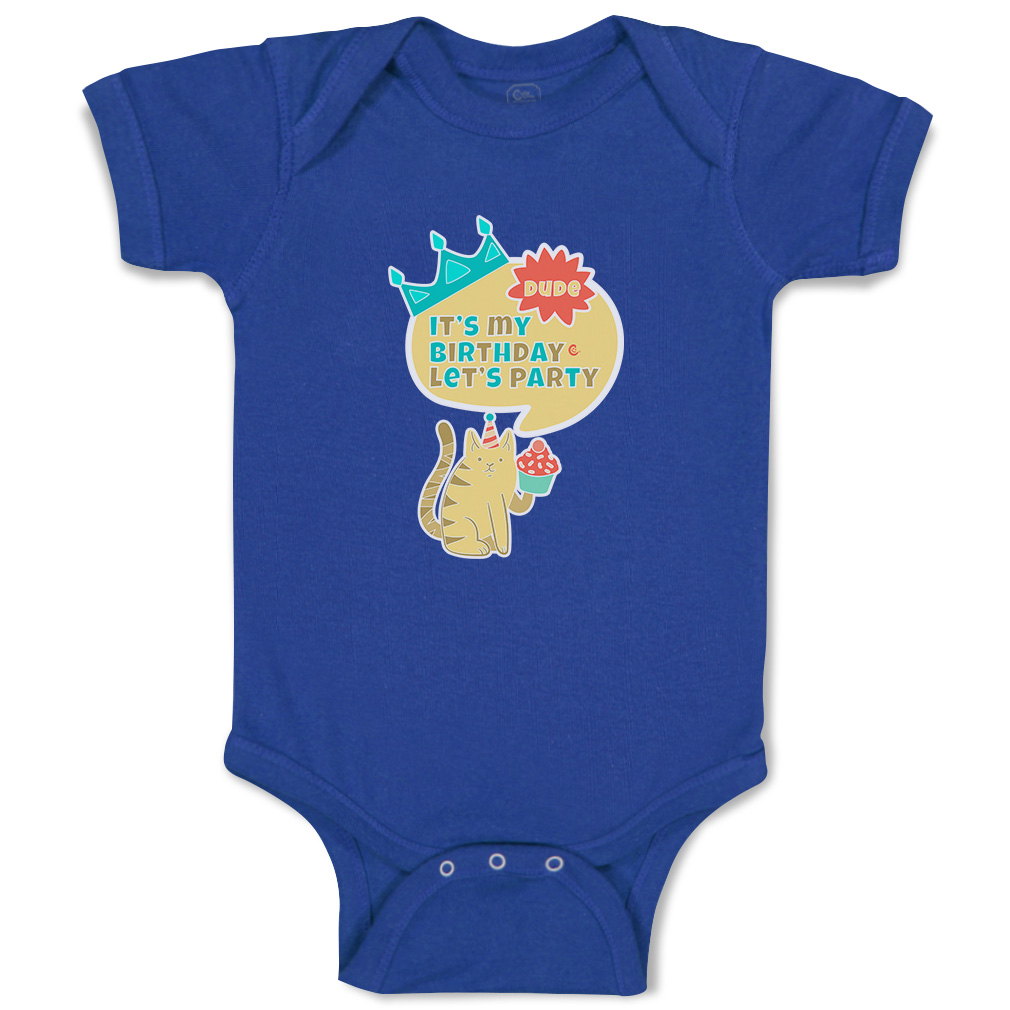 Baby Bodysuit Dude It's My Birthday Let's Party Style B Boy & Girl Baby Clothes - Picture 15 of 21