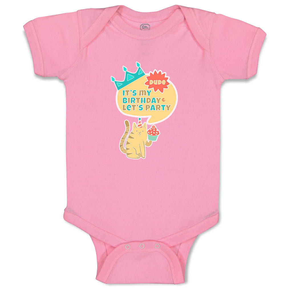 Baby Bodysuit Dude It's My Birthday Let's Party Style B Boy & Girl Baby Clothes - Picture 16 of 21