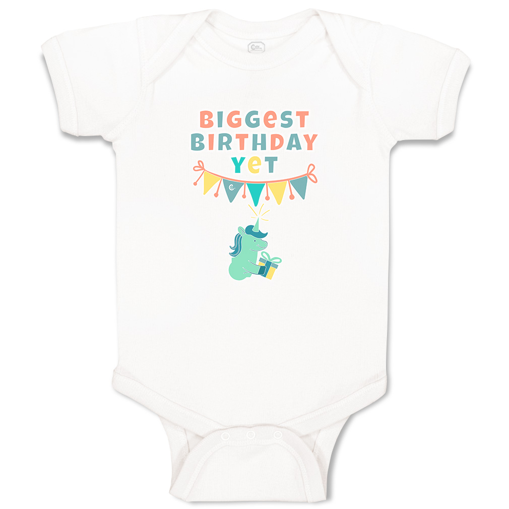 Baby Bodysuit Biggest Birthday Yet Style B Funny Cotton Boy & Girl Baby Clothes - Picture 17 of 21