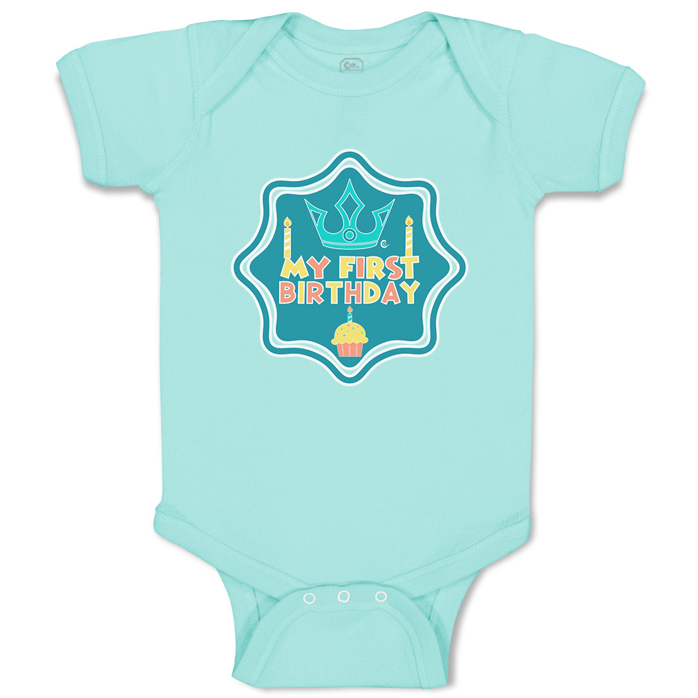 Baby Bodysuit My First Birthday Style B Funny Cotton Boy & Girl Baby Clothes - Picture 20 of 21