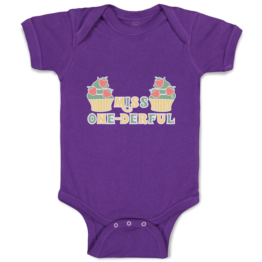 Baby Bodysuit Miss 1-Derful Funny Cotton Boy & Girl Baby Clothes - Picture 13 of 21