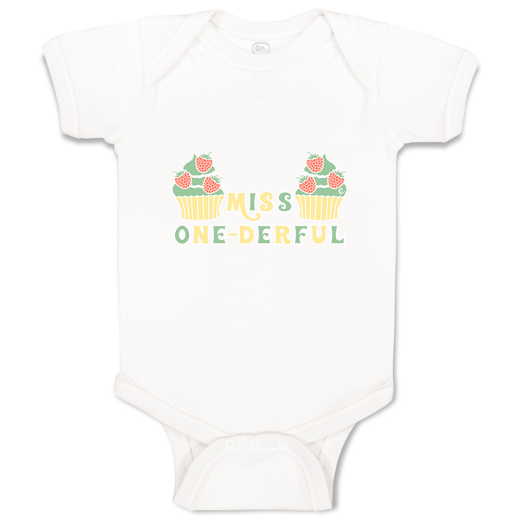 Baby Bodysuit Miss 1-Derful Funny Cotton Boy & Girl Baby Clothes - Picture 17 of 21