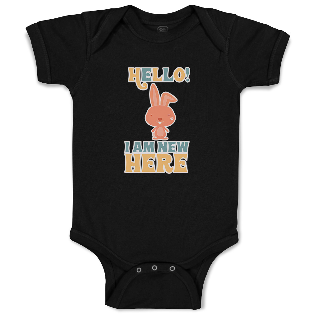 Baby Bodysuit Hello I Am New Here Rabbit Funny Cotton Boy & Girl Baby Clothes - Picture 5 of 21