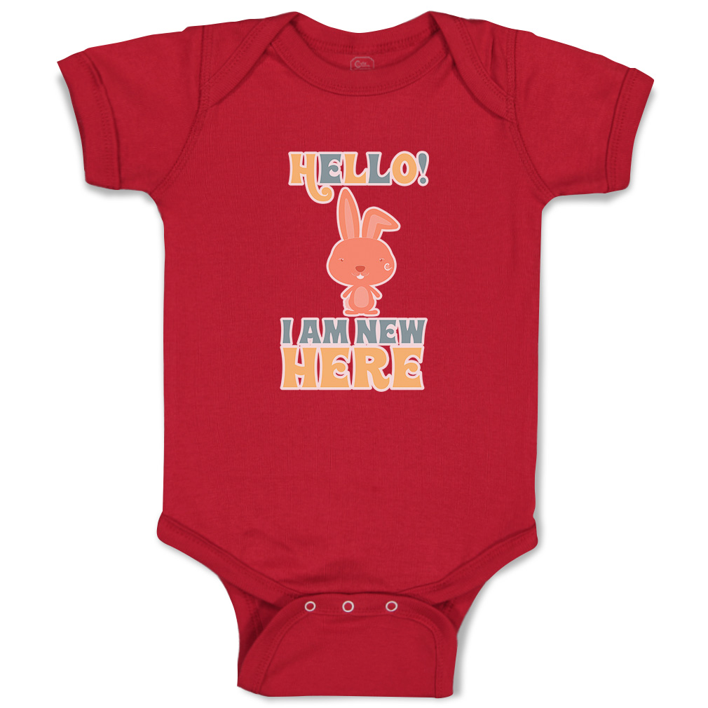 Baby Bodysuit Hello I Am New Here Rabbit Funny Cotton Boy & Girl Baby Clothes - Picture 6 of 21