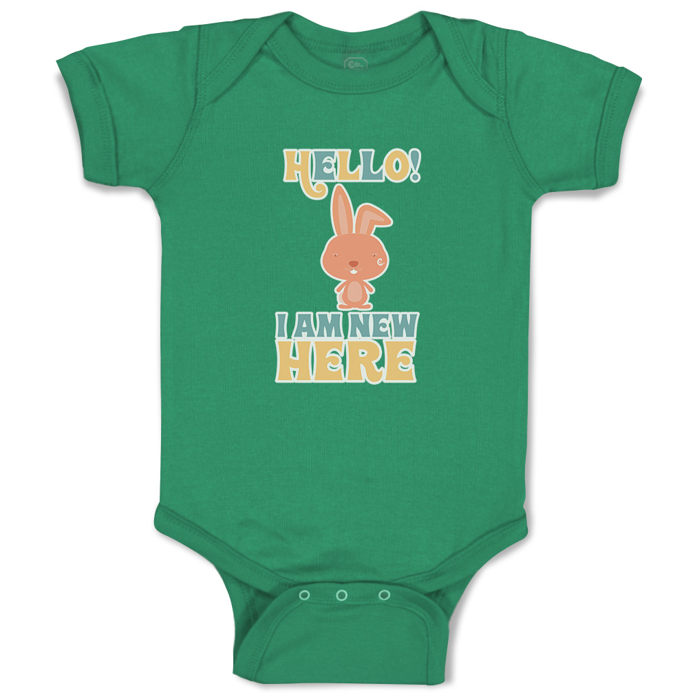Baby Bodysuit Hello I Am New Here Rabbit Funny Cotton Boy & Girl Baby Clothes - Picture 8 of 21