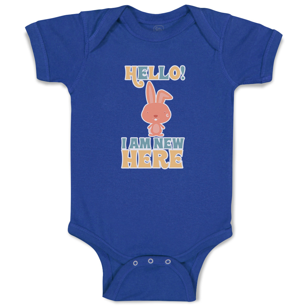 Baby Bodysuit Hello I Am New Here Rabbit Funny Cotton Boy & Girl Baby Clothes - Picture 15 of 21