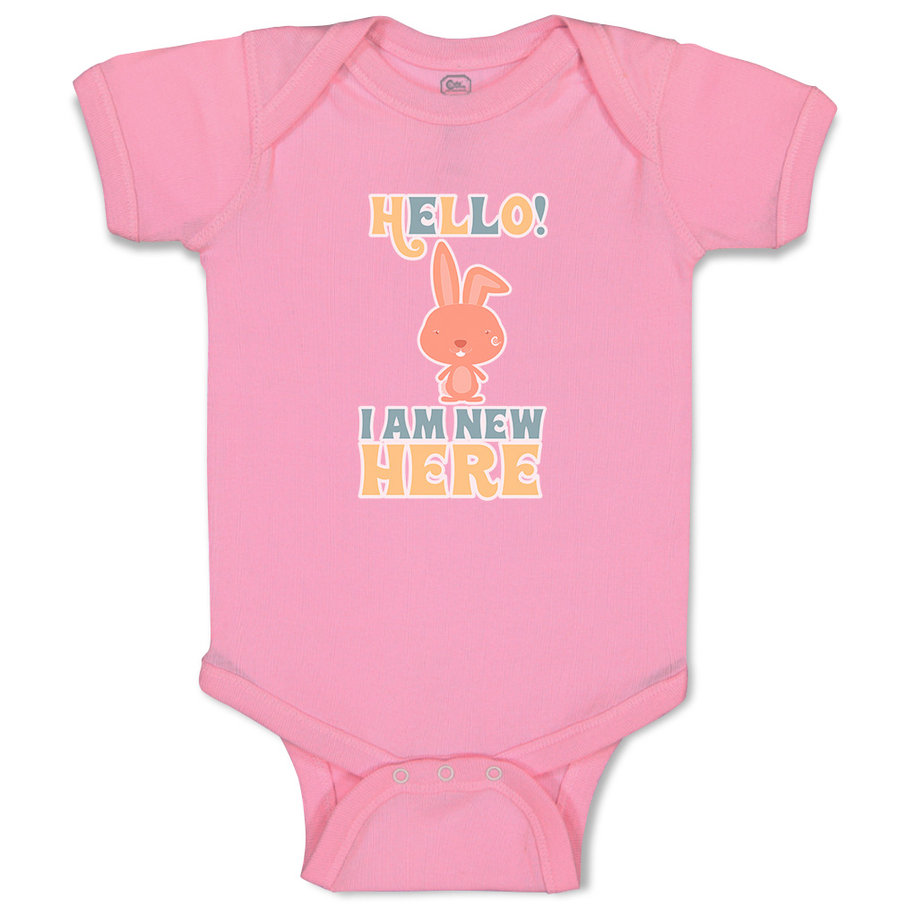 Baby Bodysuit Hello I Am New Here Rabbit Funny Cotton Boy & Girl Baby Clothes - Picture 16 of 21