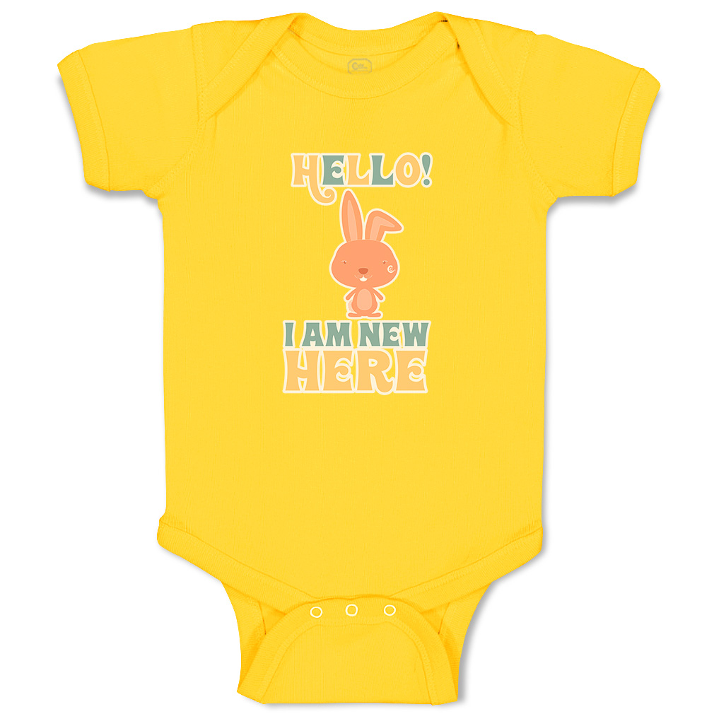 Baby Bodysuit Hello I Am New Here Rabbit Funny Cotton Boy & Girl Baby Clothes - Picture 19 of 21
