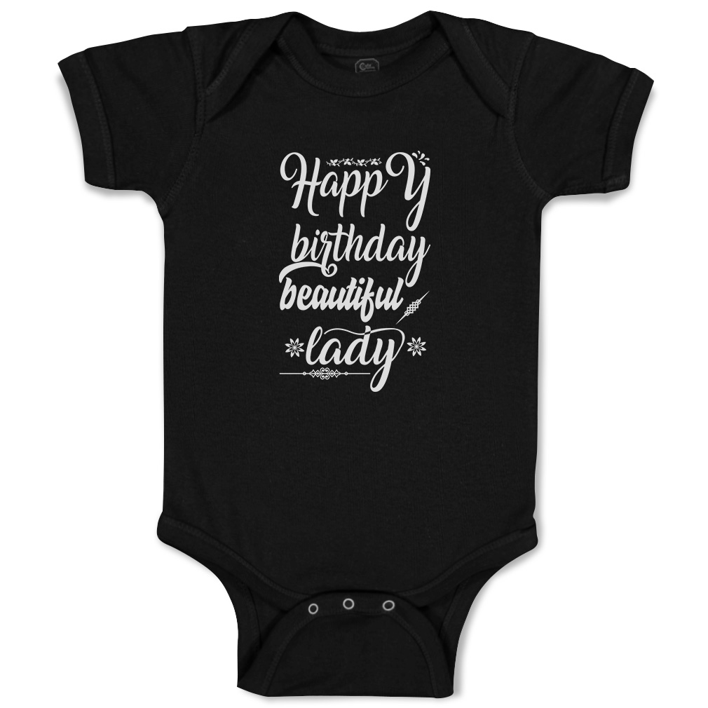 Baby Bodysuit Happy Birthday Beautiful Lady Flowers Leaves Funny Cotton - Picture 5 of 21