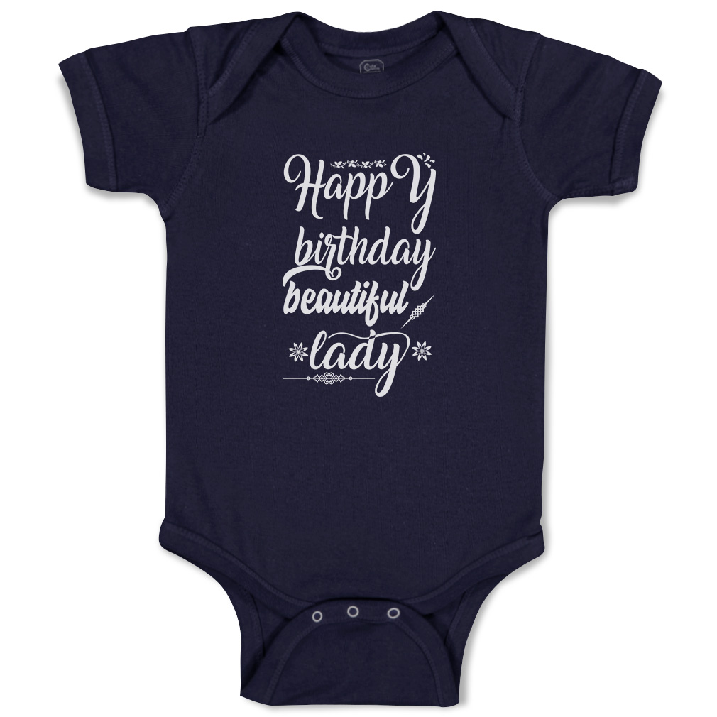 Baby Bodysuit Happy Birthday Beautiful Lady Flowers Leaves Funny Cotton - Picture 11 of 21