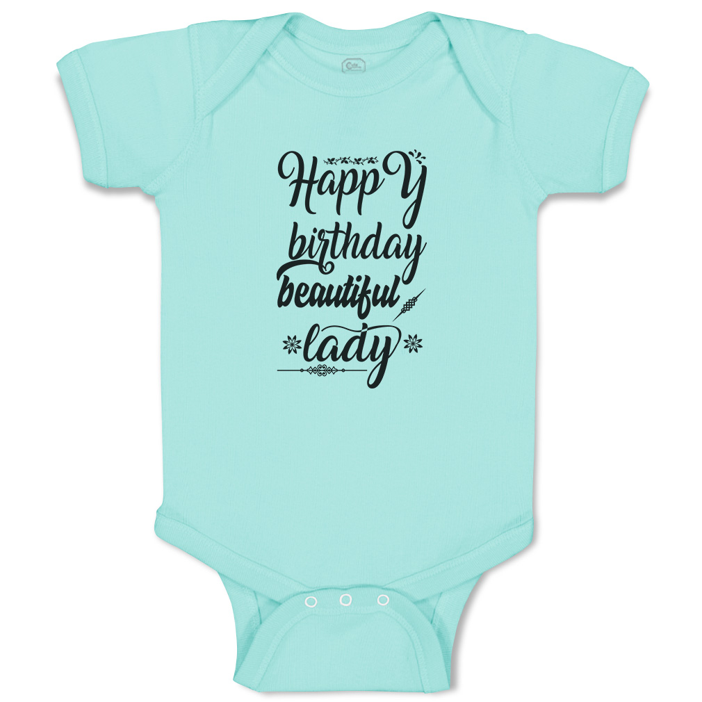 Baby Bodysuit Happy Birthday Beautiful Lady Flowers Leaves Funny Cotton - Picture 20 of 21