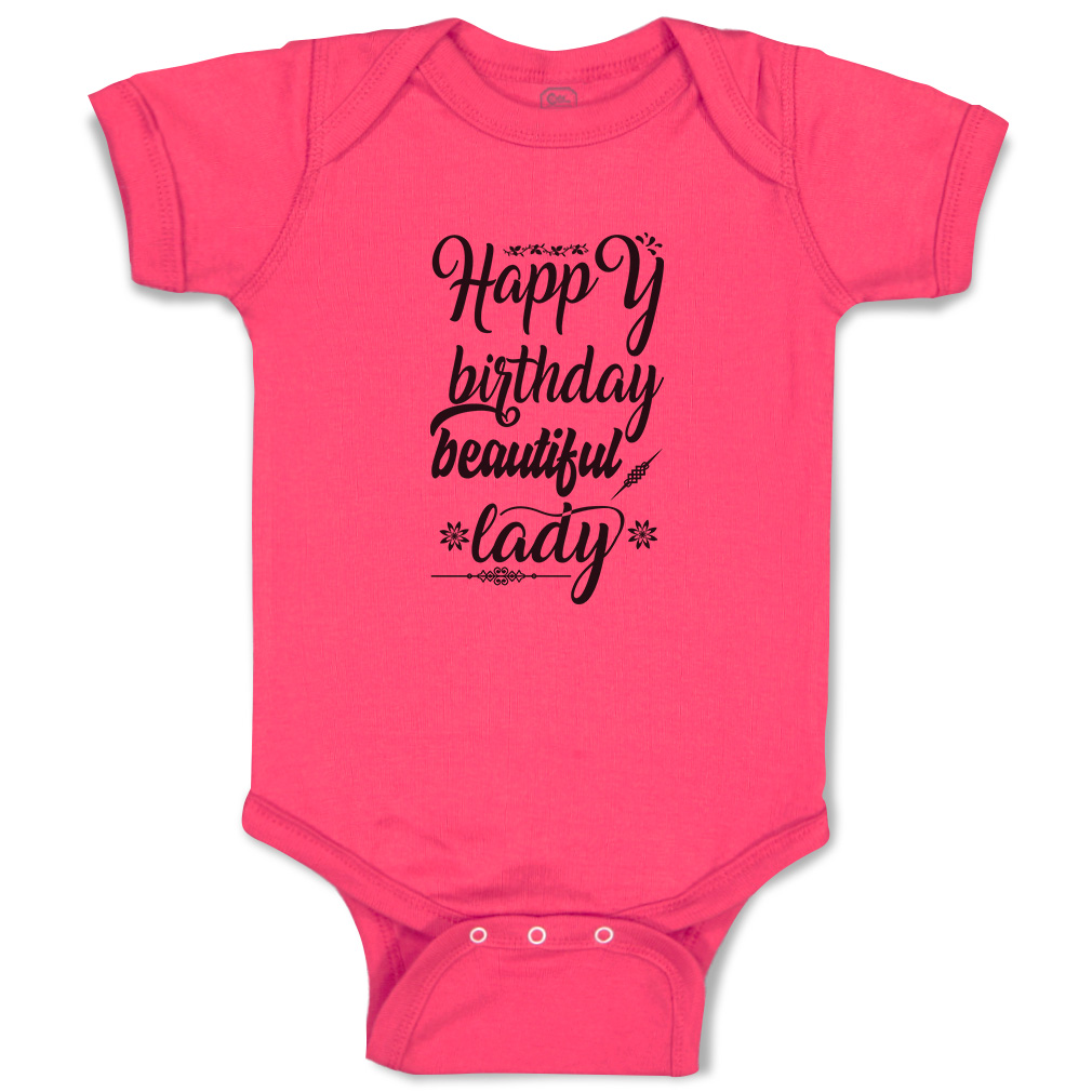 Baby Bodysuit Happy Birthday Beautiful Lady Flowers Leaves Funny Cotton - Picture 7 of 21