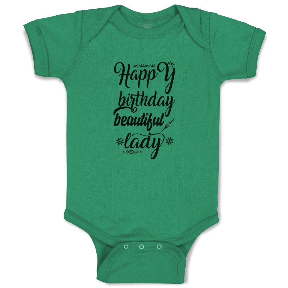 Baby Bodysuit Happy Birthday Beautiful Lady Flowers Leaves Funny Cotton - Picture 8 of 21