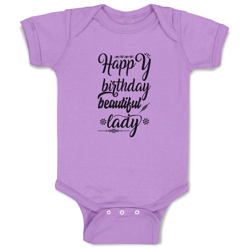 Baby Bodysuit Happy Birthday Beautiful Lady Flowers Leaves Funny Cotton - Picture 9 of 21