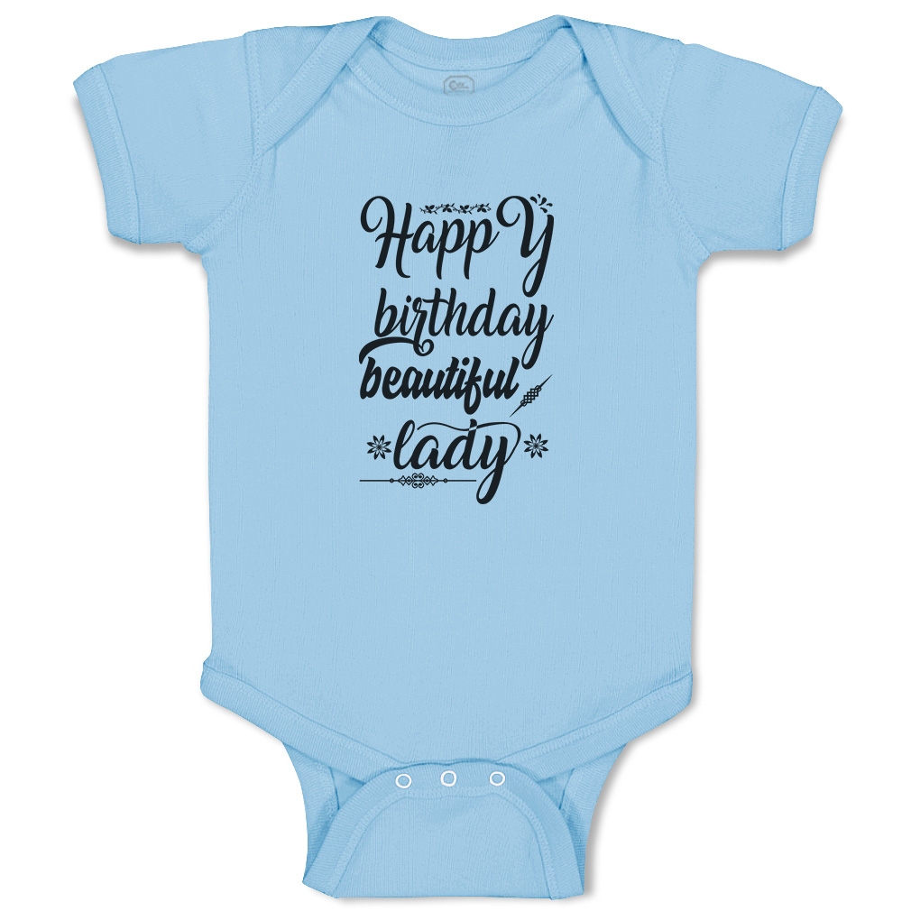Baby Bodysuit Happy Birthday Beautiful Lady Flowers Leaves Funny Cotton - Picture 10 of 21