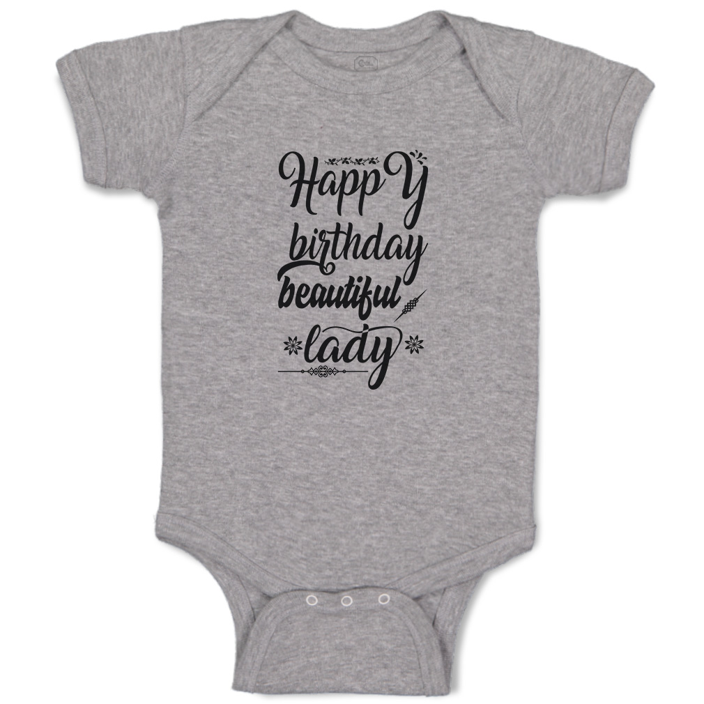 Baby Bodysuit Happy Birthday Beautiful Lady Flowers Leaves Funny Cotton - Picture 12 of 21