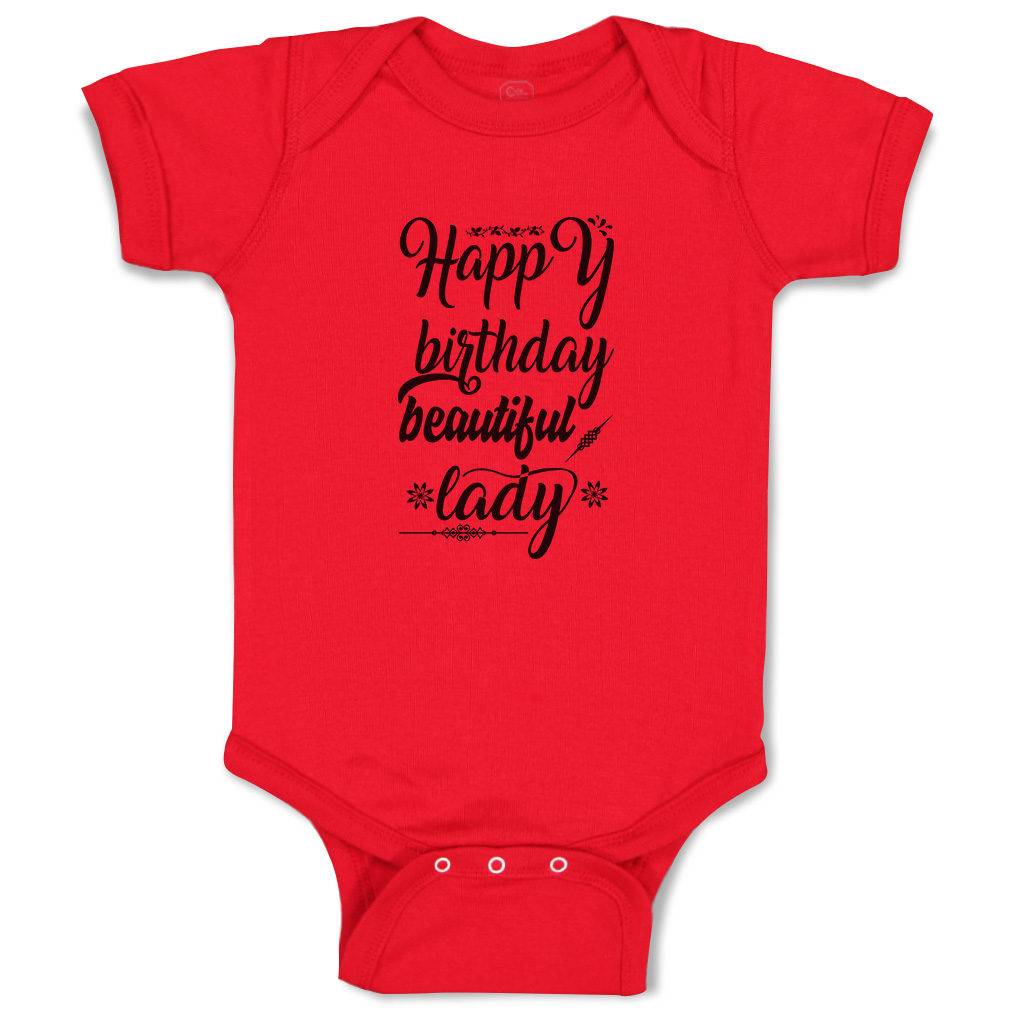 Baby Bodysuit Happy Birthday Beautiful Lady Flowers Leaves Funny Cotton - Picture 14 of 21