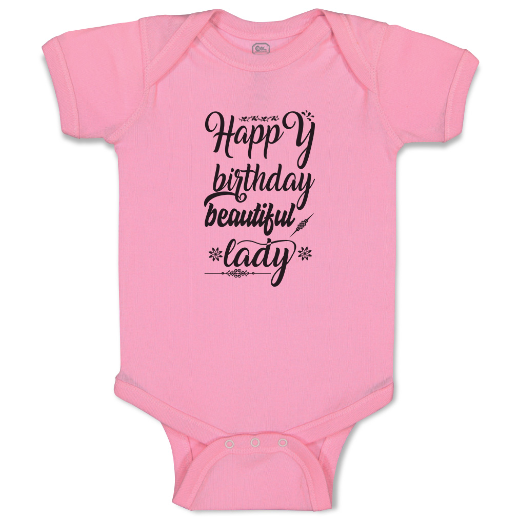 Baby Bodysuit Happy Birthday Beautiful Lady Flowers Leaves Funny Cotton - Picture 16 of 21