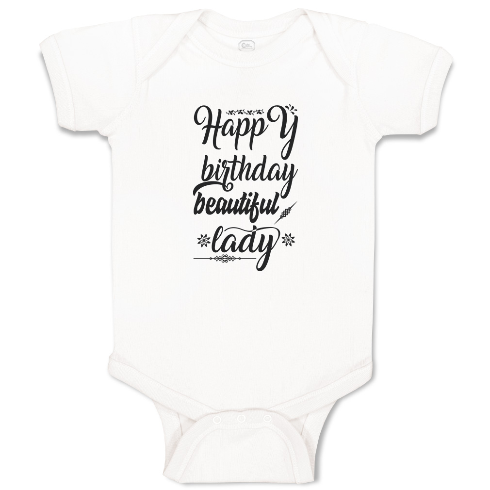Baby Bodysuit Happy Birthday Beautiful Lady Flowers Leaves Funny Cotton - Picture 17 of 21