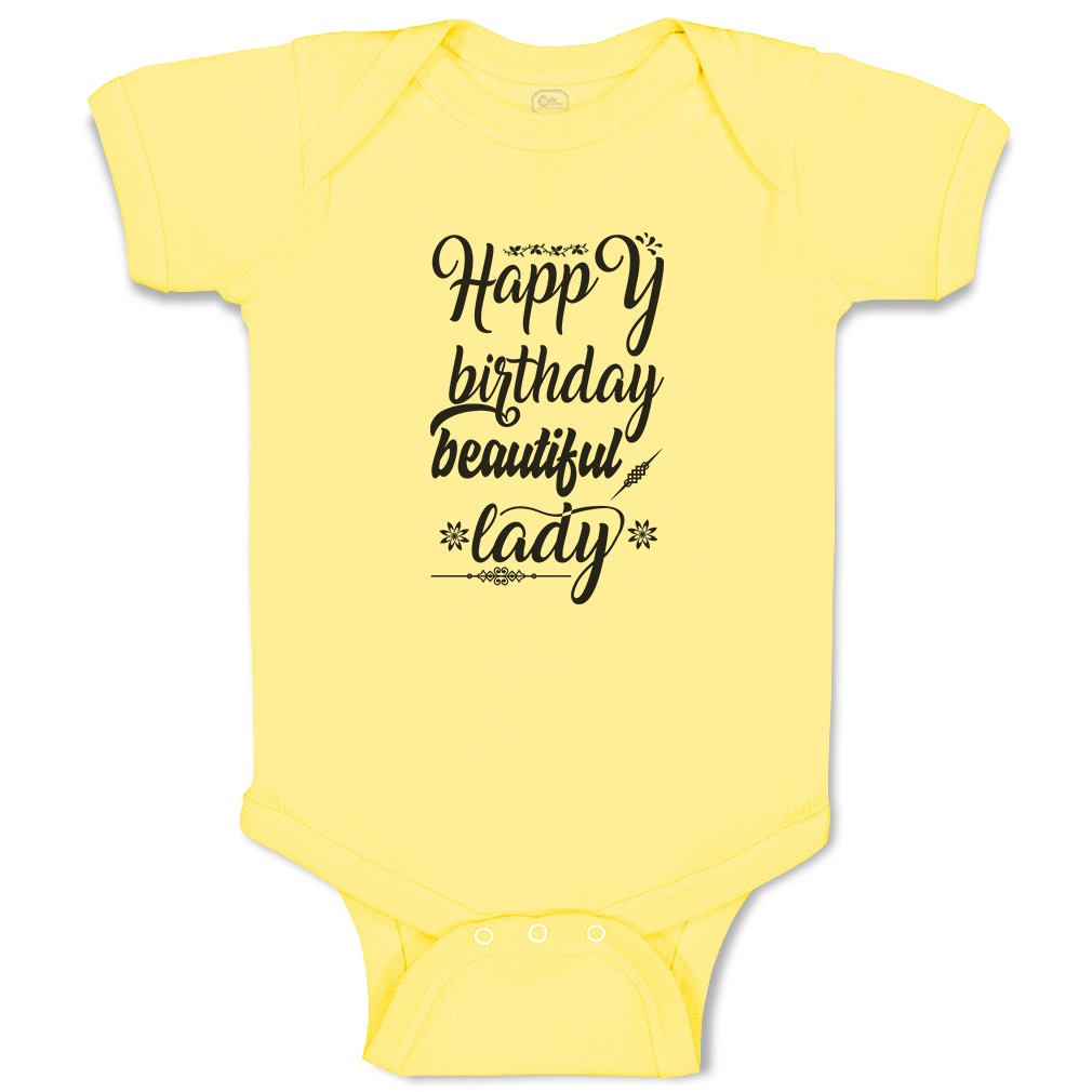 Baby Bodysuit Happy Birthday Beautiful Lady Flowers Leaves Funny Cotton - Picture 18 of 21