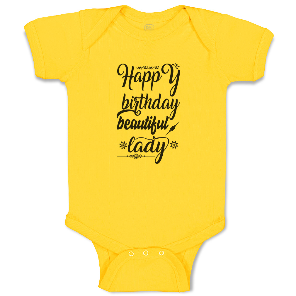 Baby Bodysuit Happy Birthday Beautiful Lady Flowers Leaves Funny Cotton - Picture 19 of 21