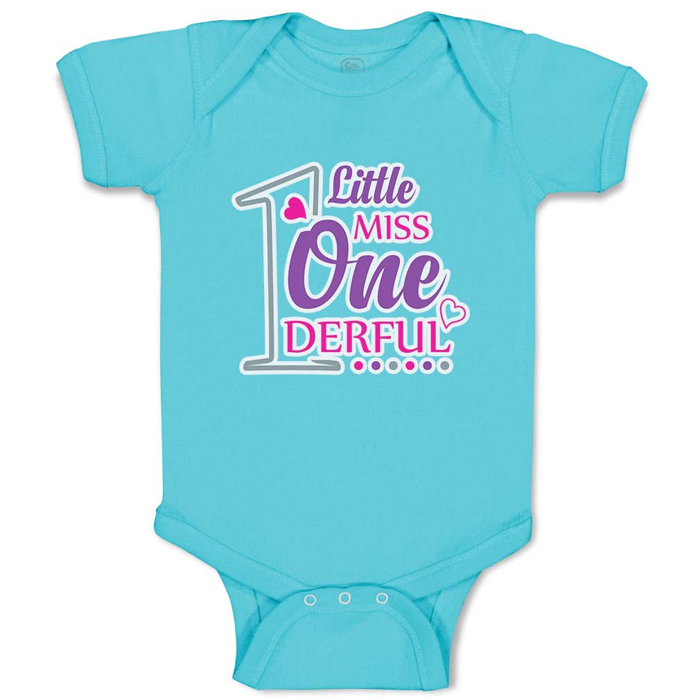 Baby Bodysuit 1 Little Miss Wonderful Heart Funny Cotton Boy & Girl Baby Clothes - Picture 21 of 21