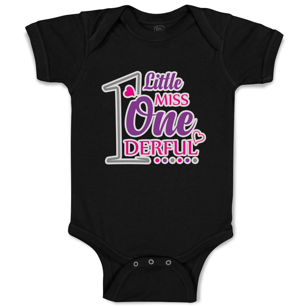 Baby Bodysuit 1 Little Miss Wonderful Heart Funny Cotton Boy & Girl Baby Clothes - Picture 5 of 21