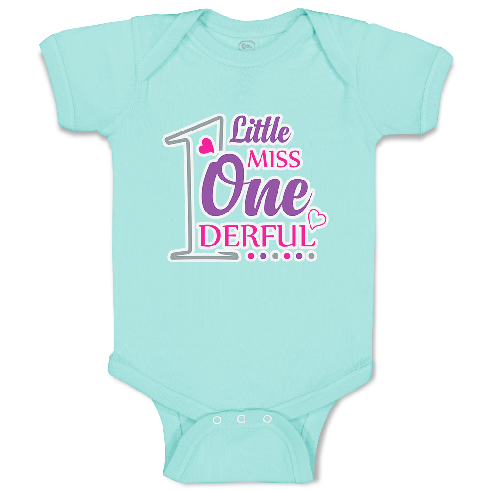 Baby Bodysuit 1 Little Miss Wonderful Heart Funny Cotton Boy & Girl Baby Clothes - Picture 20 of 21