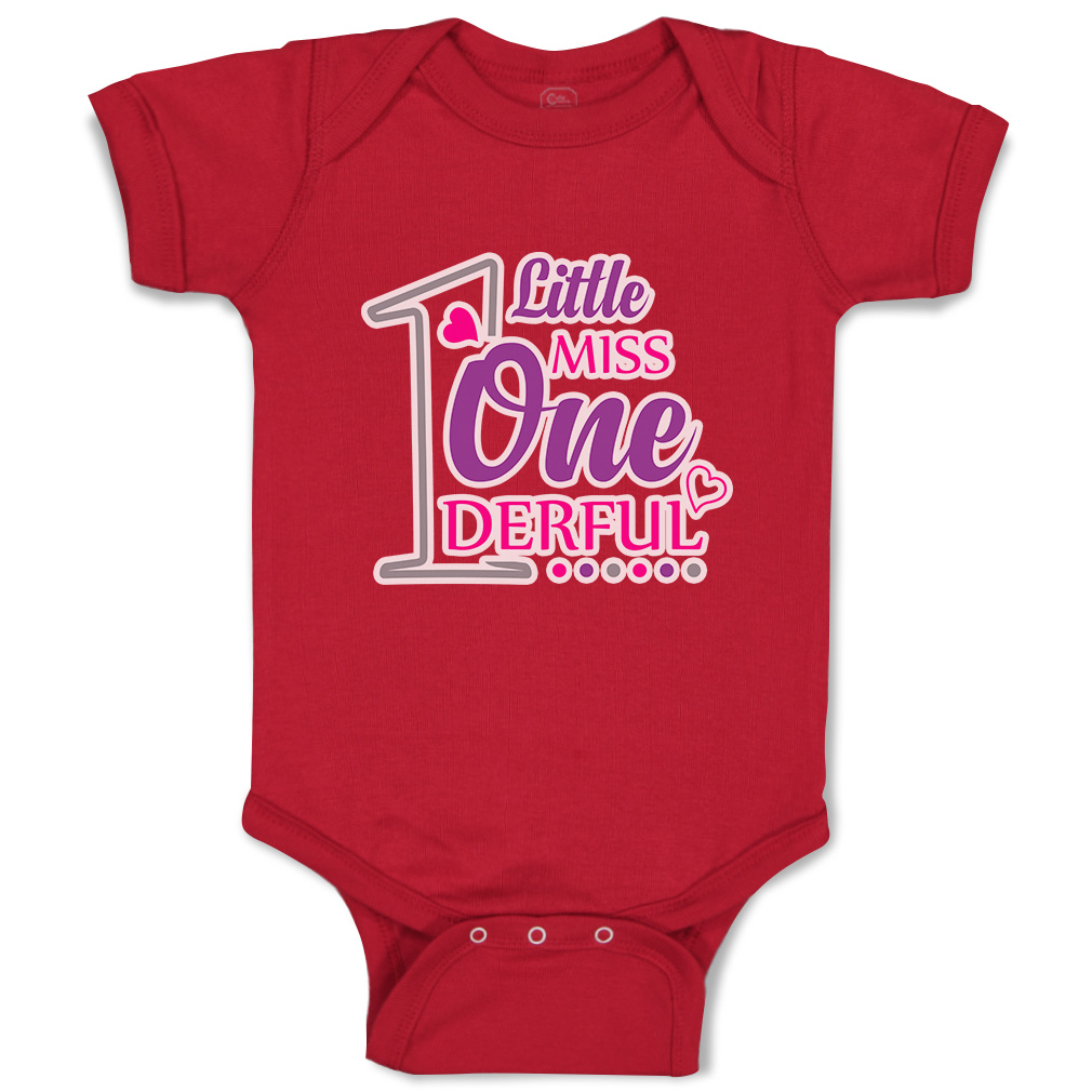 Baby Bodysuit 1 Little Miss Wonderful Heart Funny Cotton Boy & Girl Baby Clothes - Picture 6 of 21