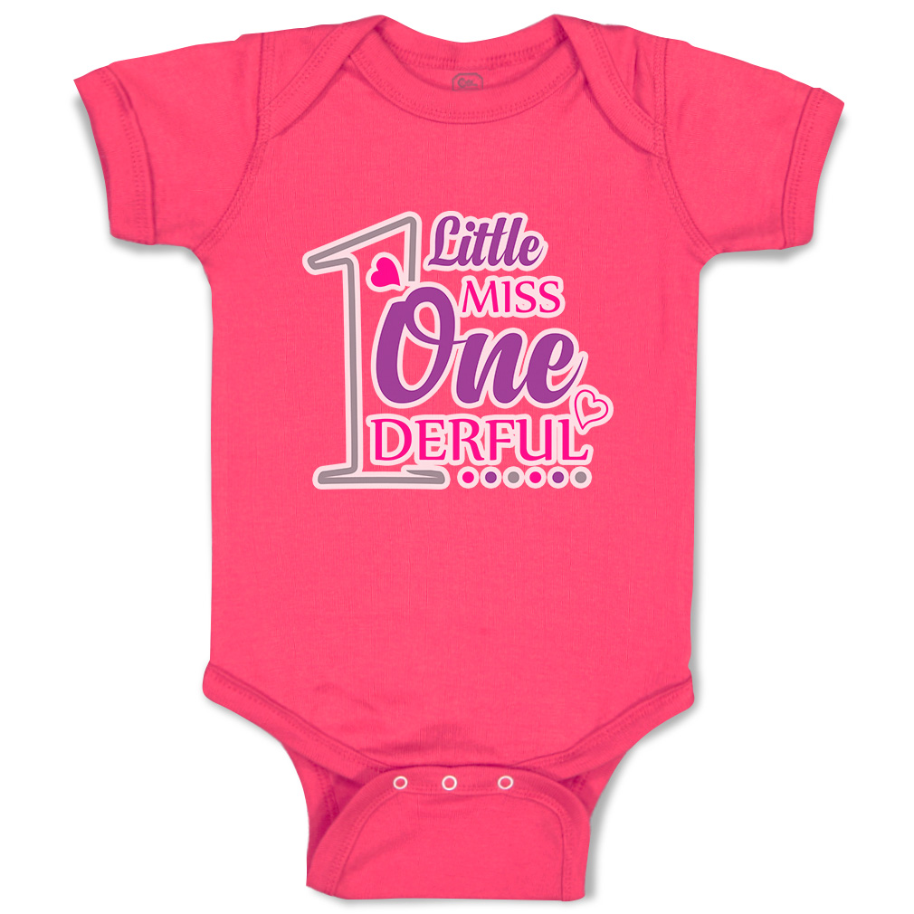 Baby Bodysuit 1 Little Miss Wonderful Heart Funny Cotton Boy & Girl Baby Clothes - Picture 7 of 21