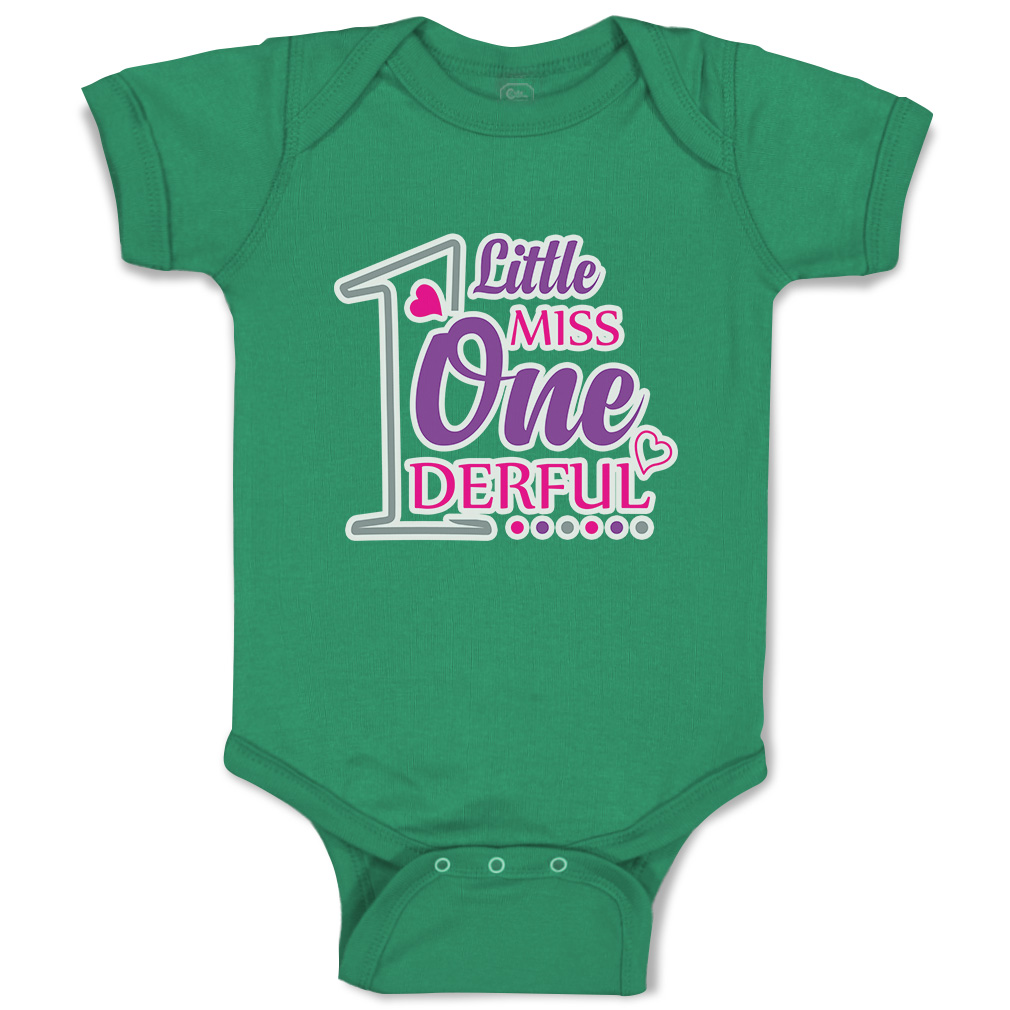 Baby Bodysuit 1 Little Miss Wonderful Heart Funny Cotton Boy & Girl Baby Clothes - Picture 8 of 21