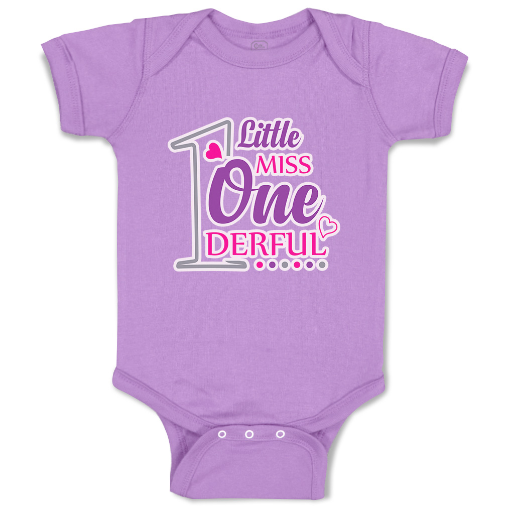 Baby Bodysuit 1 Little Miss Wonderful Heart Funny Cotton Boy & Girl Baby Clothes - Picture 9 of 21