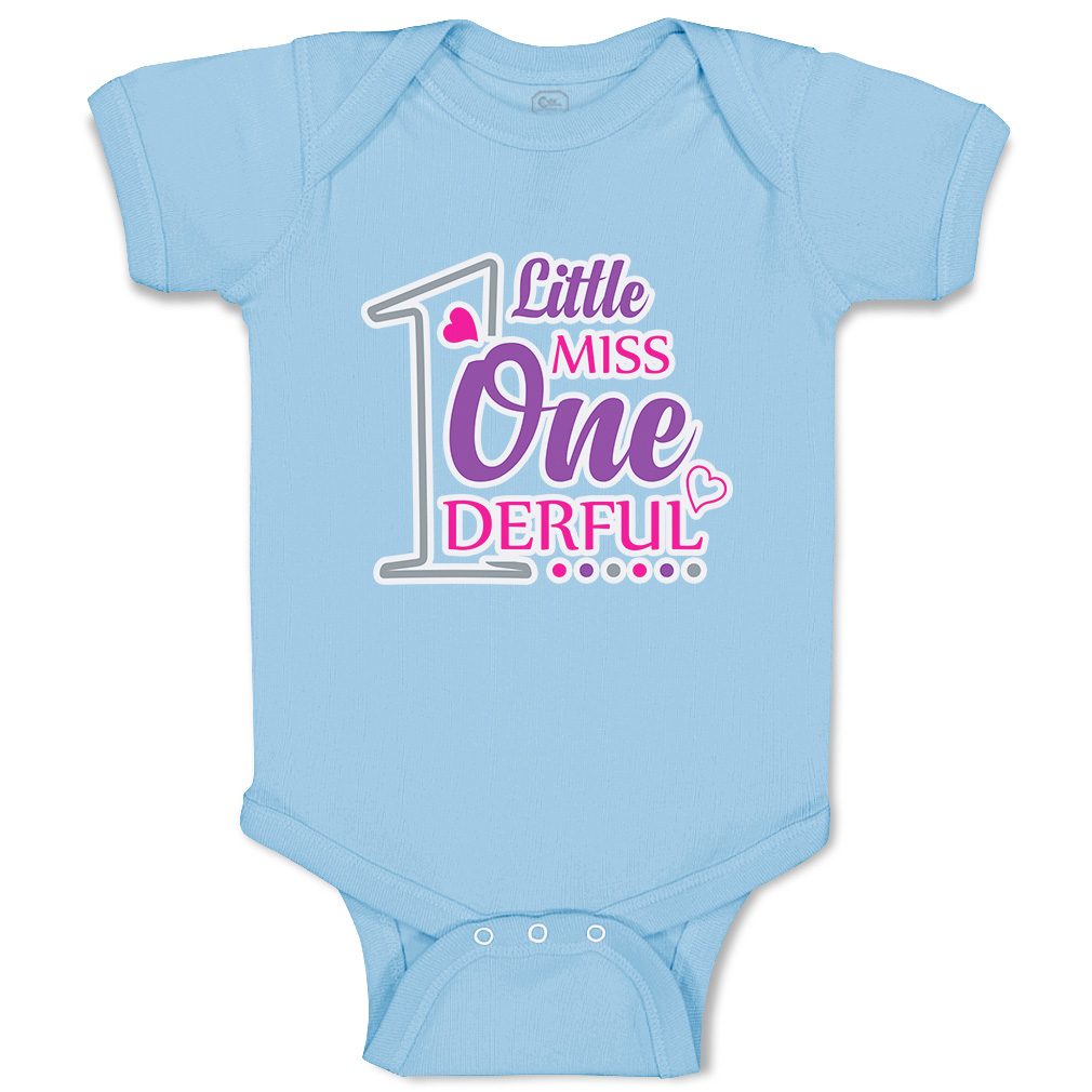 Baby Bodysuit 1 Little Miss Wonderful Heart Funny Cotton Boy & Girl Baby Clothes - Picture 10 of 21