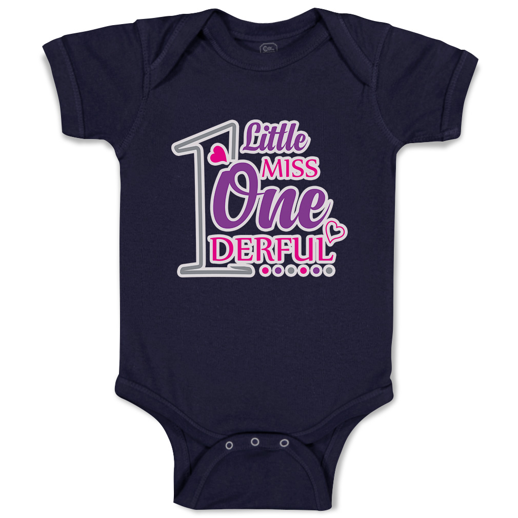 Baby Bodysuit 1 Little Miss Wonderful Heart Funny Cotton Boy & Girl Baby Clothes - Picture 11 of 21