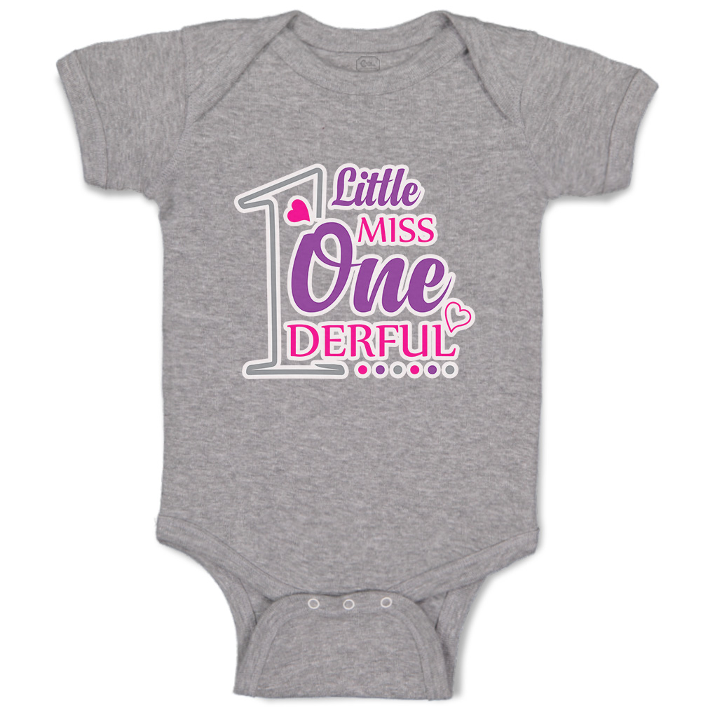 Baby Bodysuit 1 Little Miss Wonderful Heart Funny Cotton Boy & Girl Baby Clothes - Picture 12 of 21