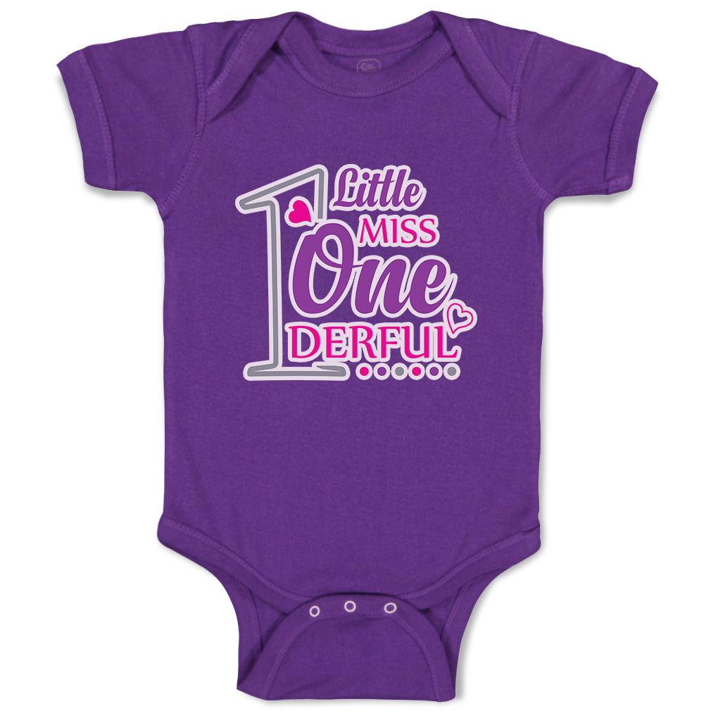 Baby Bodysuit 1 Little Miss Wonderful Heart Funny Cotton Boy & Girl Baby Clothes - Picture 13 of 21