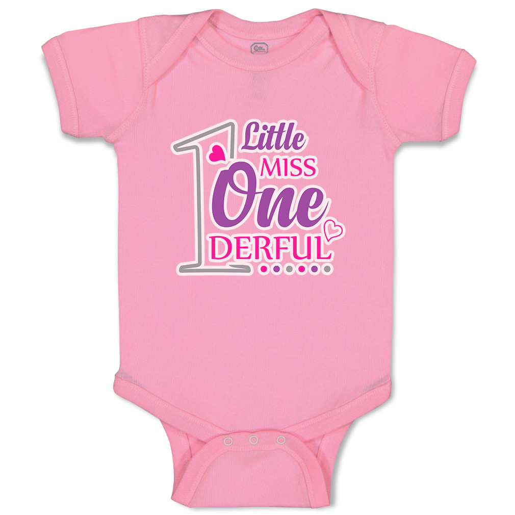 Baby Bodysuit 1 Little Miss Wonderful Heart Funny Cotton Boy & Girl Baby Clothes - Picture 16 of 21