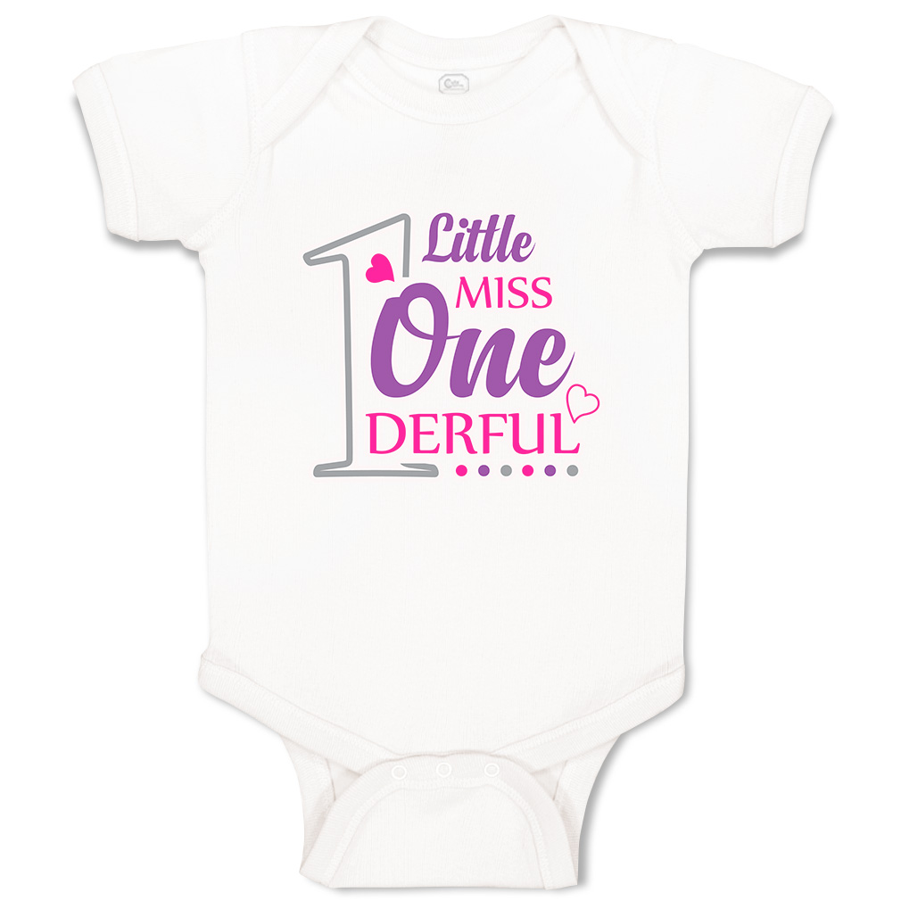 Baby Bodysuit 1 Little Miss Wonderful Heart Funny Cotton Boy & Girl Baby Clothes - Picture 17 of 21