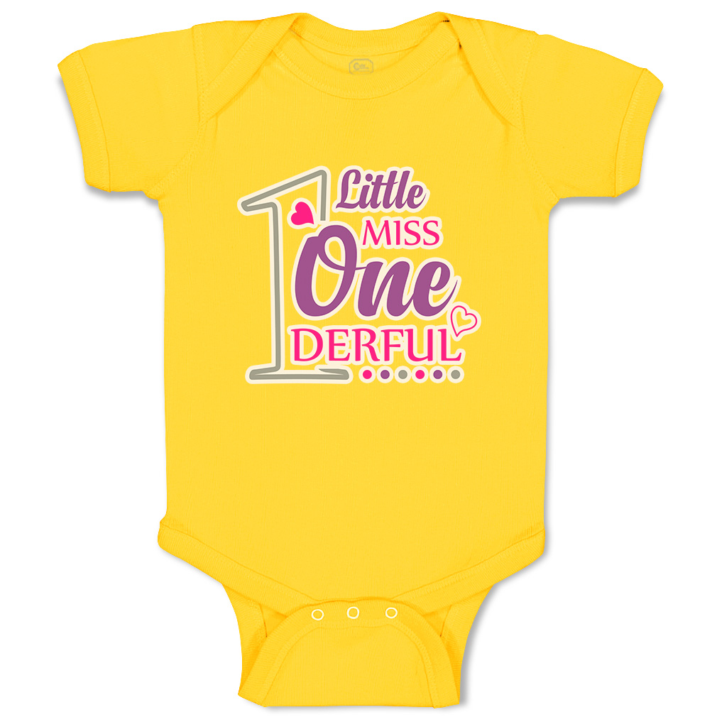 Baby Bodysuit 1 Little Miss Wonderful Heart Funny Cotton Boy & Girl Baby Clothes - Picture 19 of 21