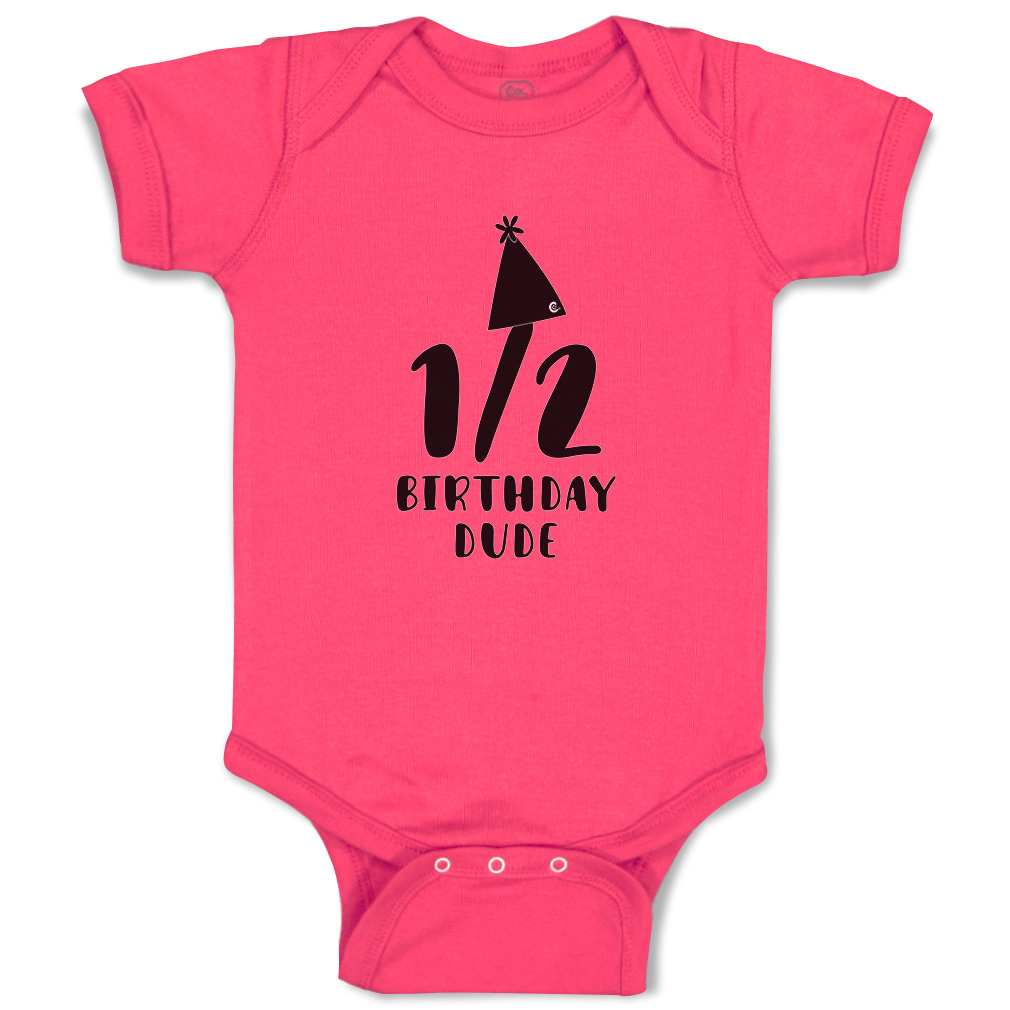 Baby Bodysuit Half Birthday Dude Birthday Hat Style A Boy & Girl Baby Clothes - Picture 7 of 21