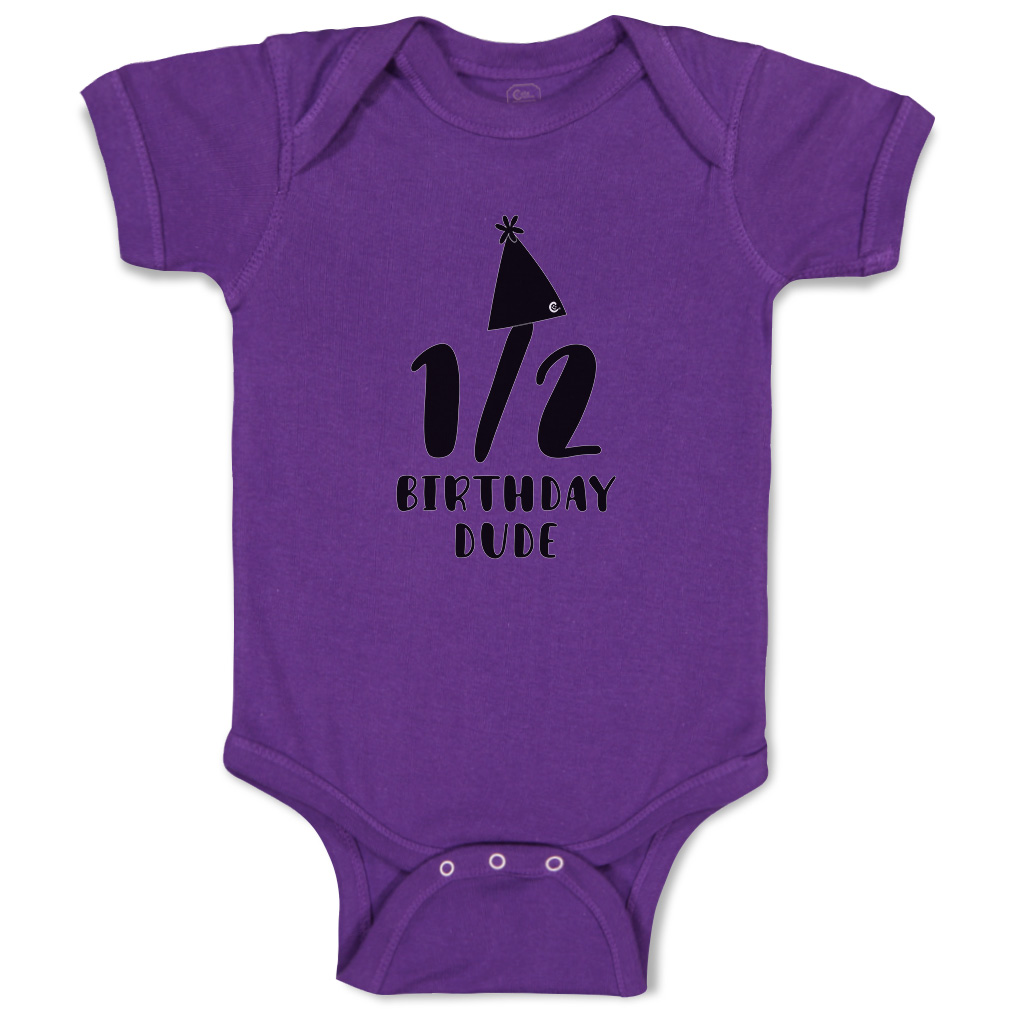 Baby Bodysuit Half Birthday Dude Birthday Hat Style A Boy & Girl Baby Clothes - Picture 13 of 21