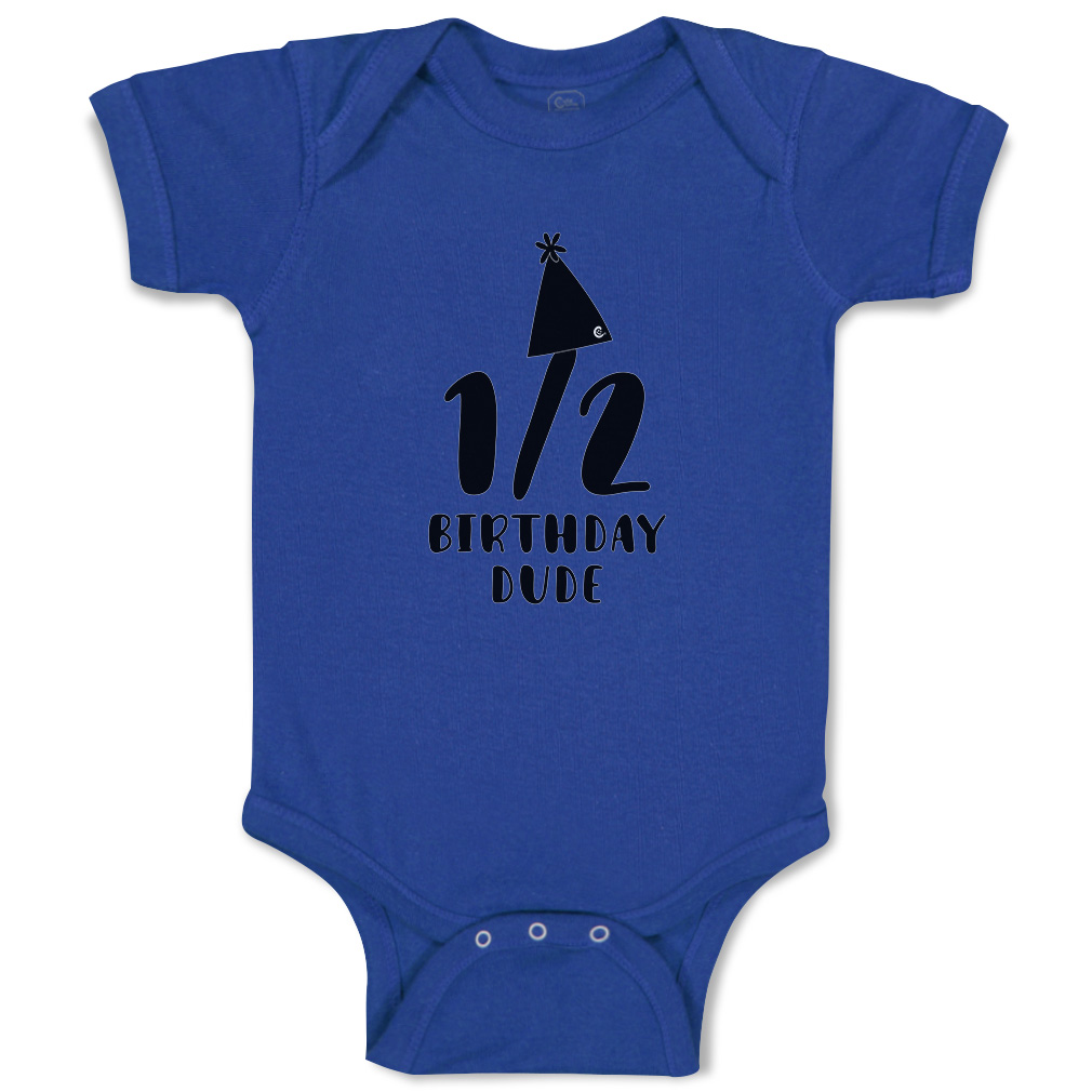 Baby Bodysuit Half Birthday Dude Birthday Hat Style A Boy & Girl Baby Clothes - Picture 15 of 21