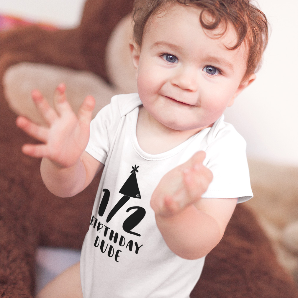 Baby Bodysuit Half Birthday Dude Birthday Hat Style A Boy & Girl Baby Clothes - Picture 2 of 21